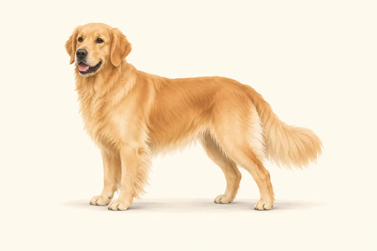 Ilustracja golden retrievera stojącego bokiem